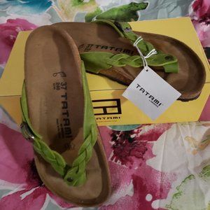 NIB Tatami Braided Peridot Suede Thongs 37